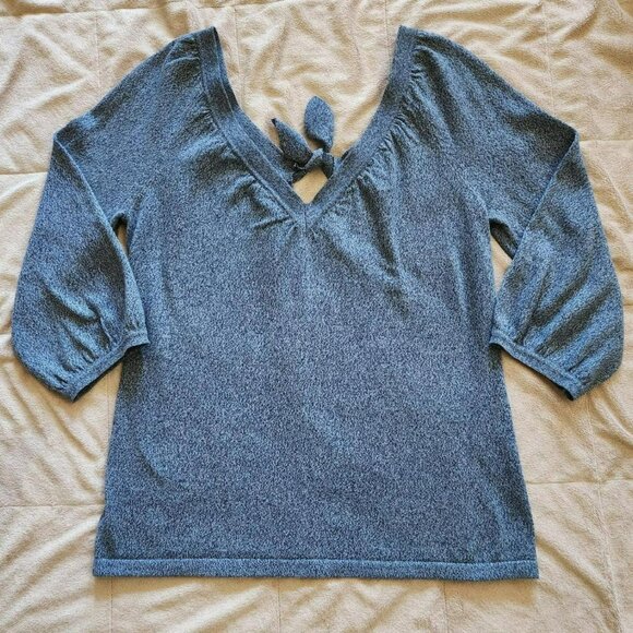 I ❤️ Robinson Vintage Y2K Blue Sweater Off Shoulder Women Sz M Boho Cottage - Picture 1 of 8